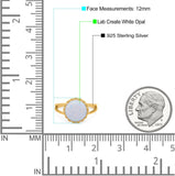 Split Shank Ring Band Round Lab Created Opal 925 Sterling Silver (12mm)