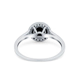 Halo Wedding Bridal Ring Round Simulated Cubic Zirconia 925 Sterling Silver