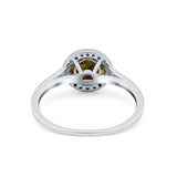 Halo Wedding Bridal Ring Round Simulated Cubic Zirconia 925 Sterling Silver