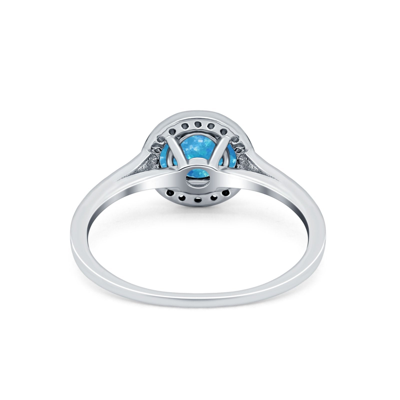Halo Wedding Bridal Ring Round Simulated Cubic Zirconia 925 Sterling Silver