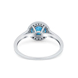 Halo Wedding Bridal Ring Round Simulated Cubic Zirconia 925 Sterling Silver