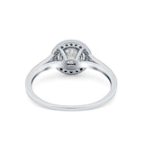 Halo Wedding Bridal Ring Round Simulated Cubic Zirconia 925 Sterling Silver