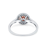 Halo Wedding Bridal Ring Round Simulated Cubic Zirconia 925 Sterling Silver