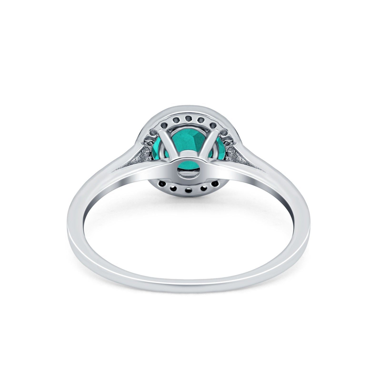 Halo Wedding Bridal Ring Round Simulated Cubic Zirconia 925 Sterling Silver