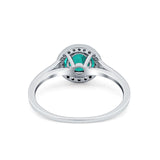 Halo Wedding Bridal Ring Round Simulated Cubic Zirconia 925 Sterling Silver
