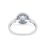 Halo Wedding Bridal Ring Round Simulated Cubic Zirconia 925 Sterling Silver