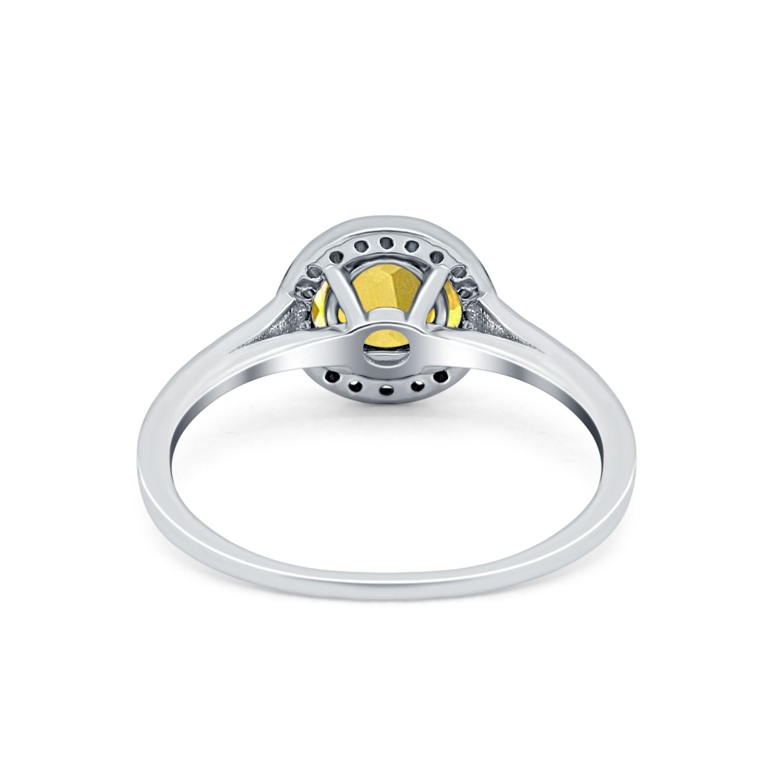 Halo Wedding Bridal Ring Round Simulated Cubic Zirconia 925 Sterling Silver