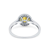 Halo Wedding Bridal Ring Round Simulated Cubic Zirconia 925 Sterling Silver