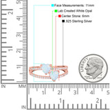 Heart Promise Ring Double Heart Created White Opal Round Simulated Cubic Zirconia 925 Sterling Silver