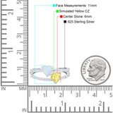 Heart Promise Ring Double Heart Created White Opal Round Simulated Cubic Zirconia 925 Sterling Silver