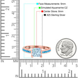 Solitaire Accent Fashion Ring Princess Cut Simulated Cubic Zirconia Created Opal 925 Sterling Silver