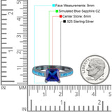 Solitaire Accent Fashion Ring Princess Cut Simulated Cubic Zirconia Created Opal 925 Sterling Silver