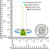 Solitaire Accent Fashion Ring Princess Cut Simulated Cubic Zirconia Created Opal 925 Sterling Silver