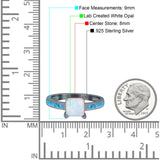 Solitaire Accent Fashion Ring Princess Cut Simulated Cubic Zirconia Created Opal 925 Sterling Silver