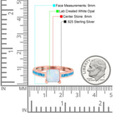 Solitaire Accent Fashion Ring Princess Cut Simulated Cubic Zirconia Created Opal 925 Sterling Silver
