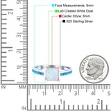 Solitaire Accent Fashion Ring Princess Cut Simulated Cubic Zirconia Created Opal 925 Sterling Silver