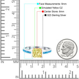 Solitaire Accent Fashion Ring Princess Cut Simulated Cubic Zirconia Created Opal 925 Sterling Silver