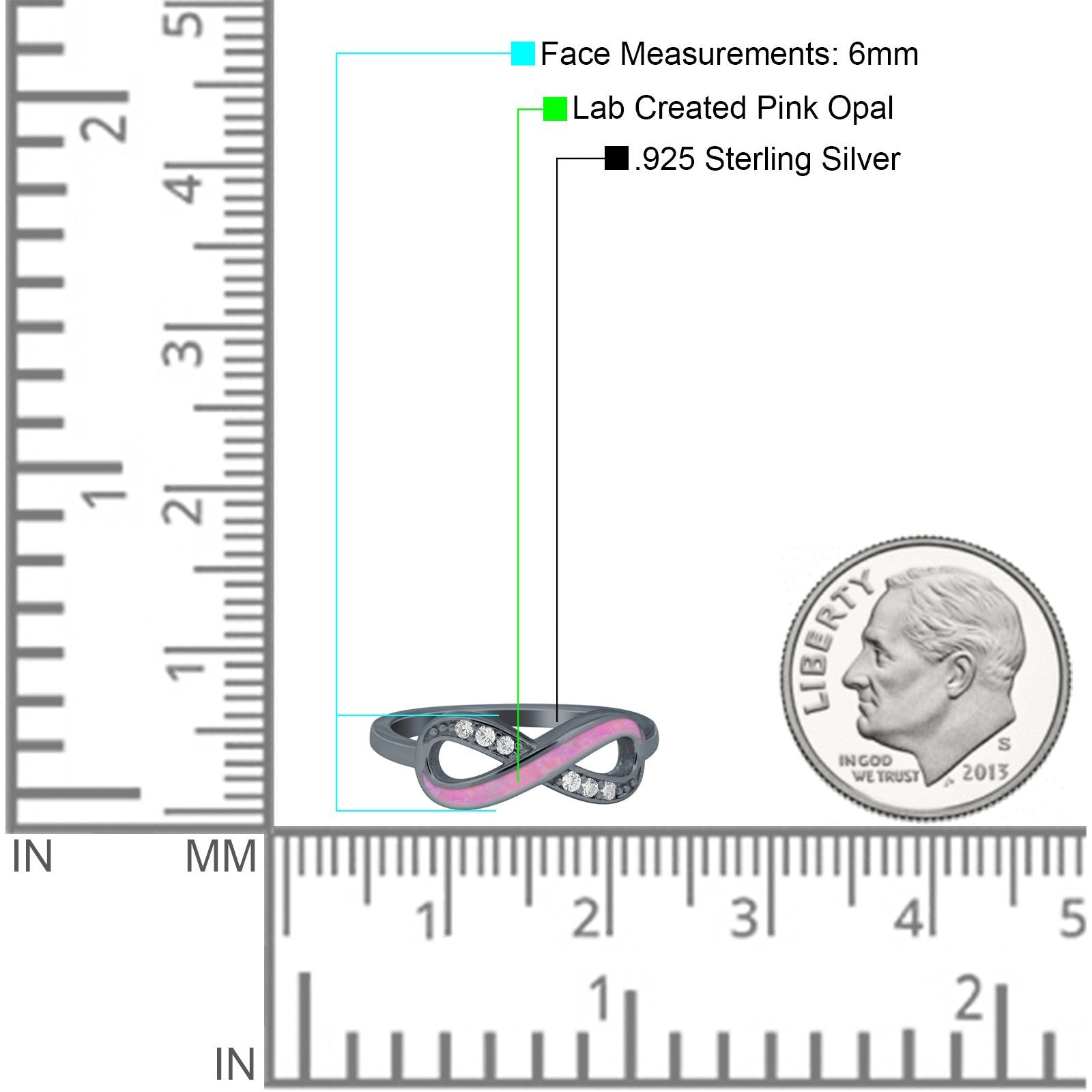 Infinity Ring Crisscross Simulated Cubic Zirconia Lab Opal 925 Sterling Silver