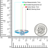 Solitaire Accent Engagement Ring Created Blue Opal Round Simulated Cubic Zirconia 925 Sterling Silver