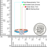 Solitaire Accent Engagement Ring Created Blue Opal Round Simulated Cubic Zirconia 925 Sterling Silver