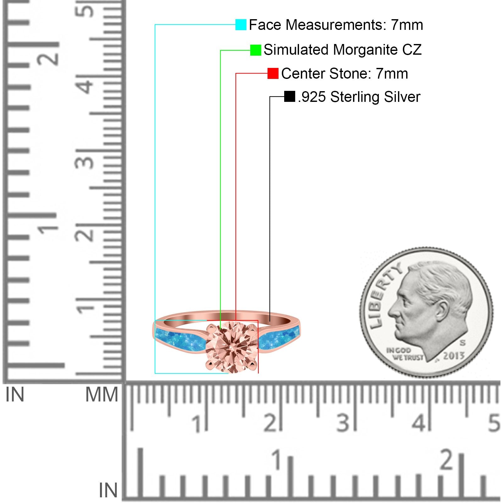 Solitaire Accent Engagement Ring Created White Opal Round Simulated Cubic Zirconia 925 Sterling Silver