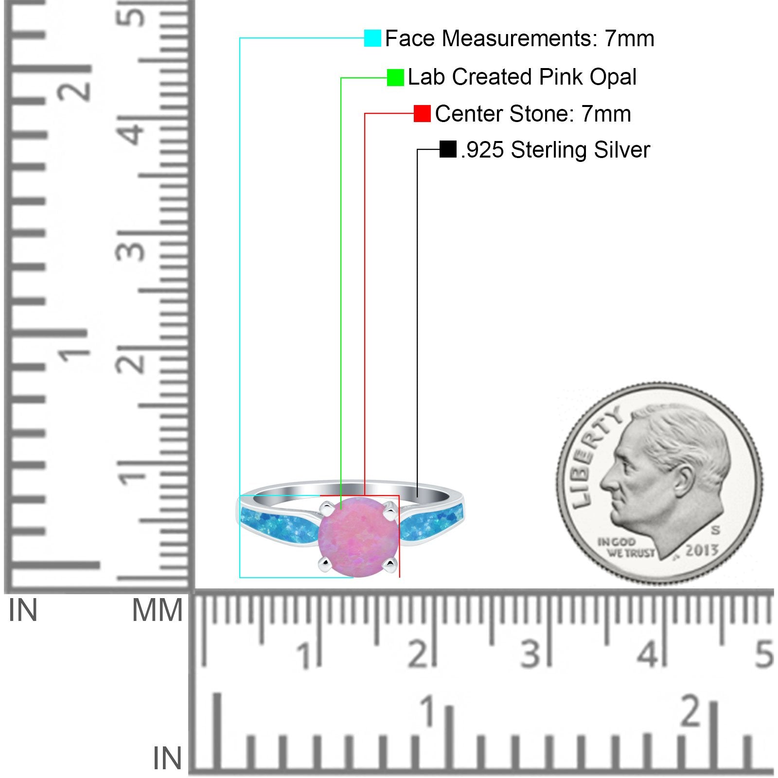 Solitaire Accent Engagement Ring Created White Opal Round Simulated Cubic Zirconia 925 Sterling Silver