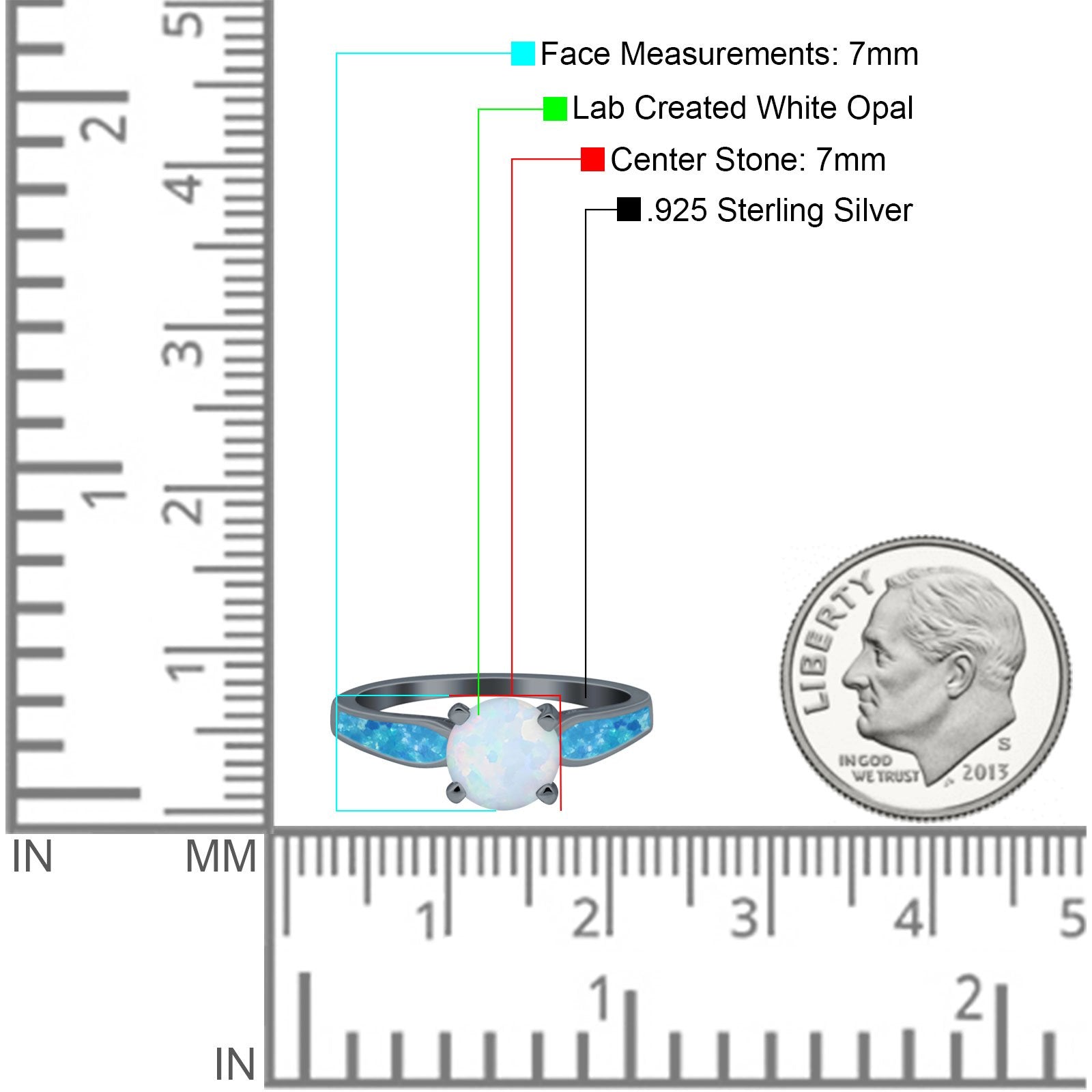 Solitaire Accent Engagement Ring Created White Opal Round Simulated Cubic Zirconia 925 Sterling Silver