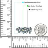 Plumeria Flower Ring Band Lab Created Opal Simulated Cubic Zirconia 925 Sterling Silver (8mm)