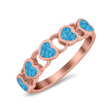 Heart Promise Thumb Eternity Rings Sideways Simulated Opal 925 Sterling Silver