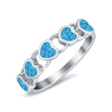 Heart Promise Thumb Eternity Rings Sideways Simulated Opal 925 Sterling Silver