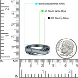 Greek Key Crisscross Ring Lab Created White Opal Band 925 Sterling Silver