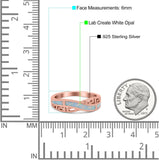 Greek Key Crisscross Ring Lab Created White Opal Band 925 Sterling Silver