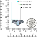 Lab Created Opal Halo Wedding Ring Round Simulated CZ 925 Sterling Silver (11mm)
