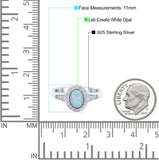 Lab Created Opal Halo Wedding Ring Round Simulated CZ 925 Sterling Silver (11mm)