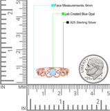 Fashion Half Eternity Ring Wave Design Round Lab Created Blue Opal Simulated Cubic Zirconia 925 Sterling Silver