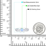 Fashion Half Eternity Ring Wave Design Round Lab Created Blue Opal Simulated Cubic Zirconia 925 Sterling Silver