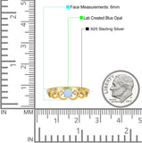 Fashion Half Eternity Ring Wave Design Round Lab Created Blue Opal Simulated Cubic Zirconia 925 Sterling Silver