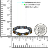 Full Eternity Stackable Band Ring Oval Created Opal 925 Sterling Silver