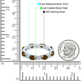 Full Eternity Stackable Band Ring Oval Created Opal 925 Sterling Silver