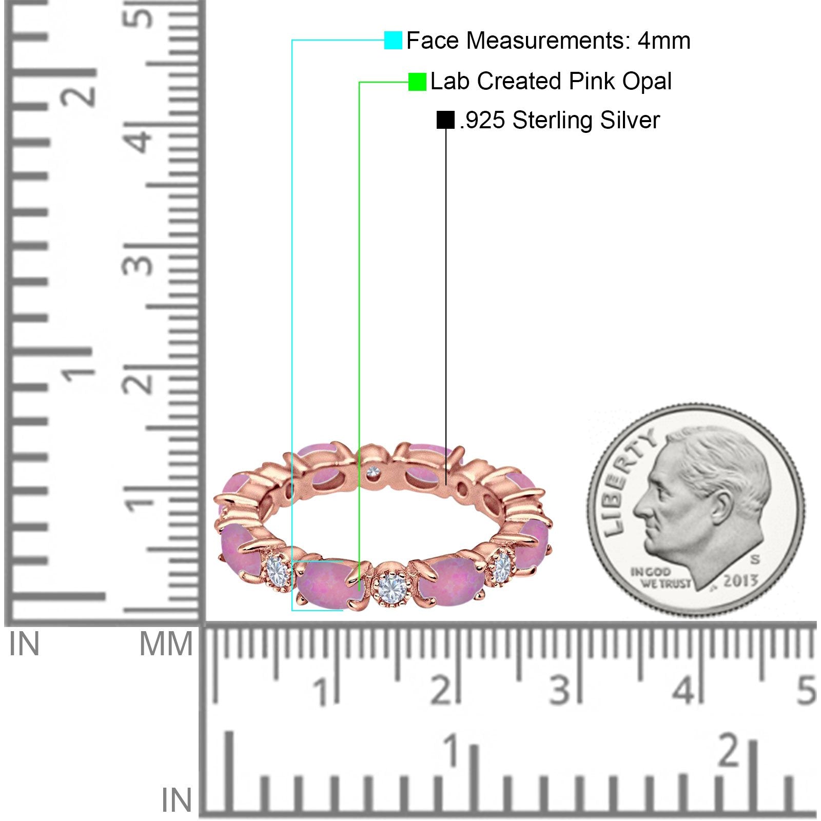 Full Eternity Stackable Band Ring Oval Created Opal 925 Sterling Silver