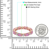 Full Eternity Stackable Band Ring Oval Created Opal 925 Sterling Silver