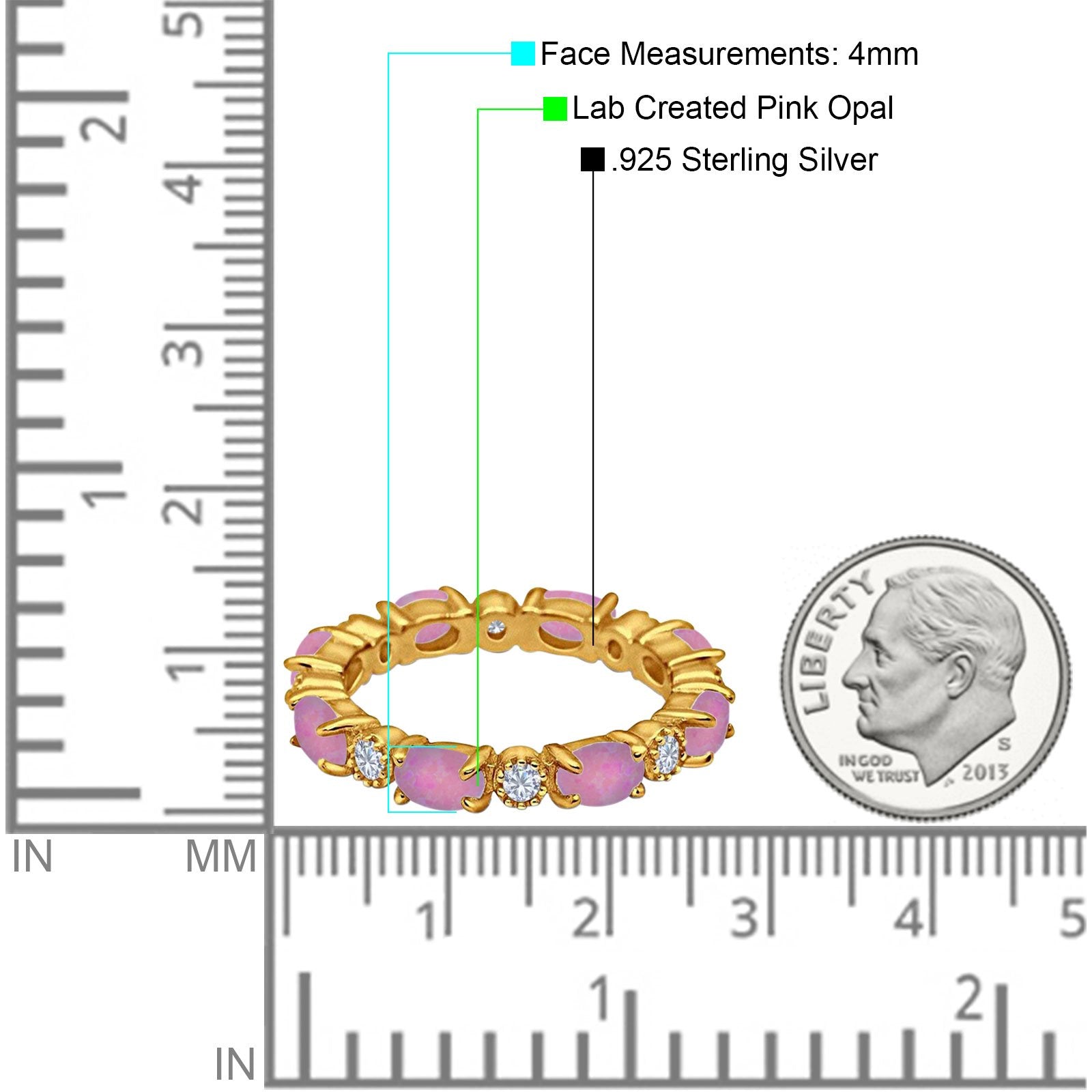 Full Eternity Stackable Band Ring Oval Created Opal 925 Sterling Silver