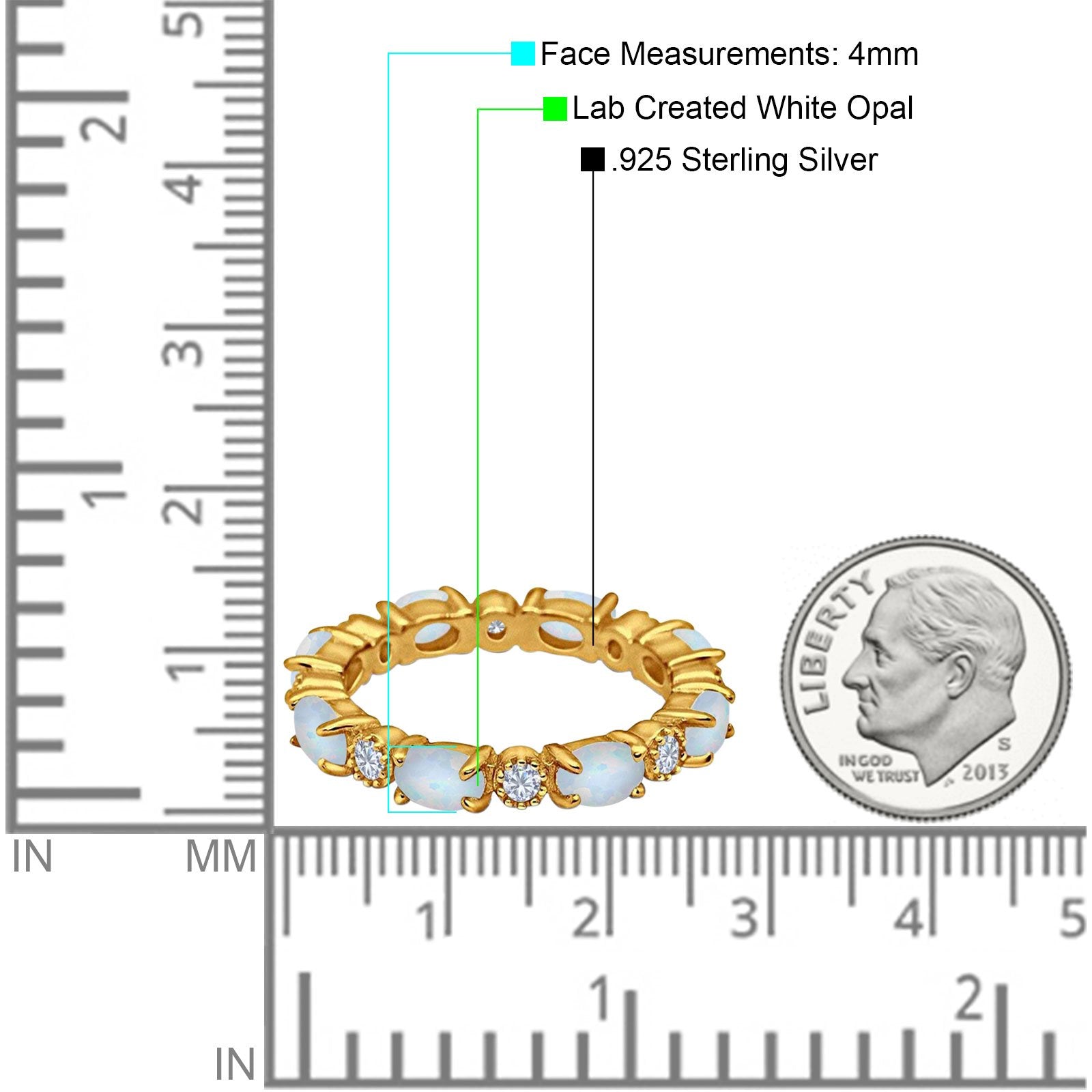 Full Eternity Stackable Band Ring Oval Created Opal 925 Sterling Silver