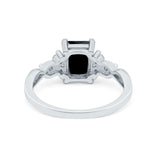 Emerald Cut Wedding Bridal Ring Simulated Cubic Zirconia 925 Sterling Silver