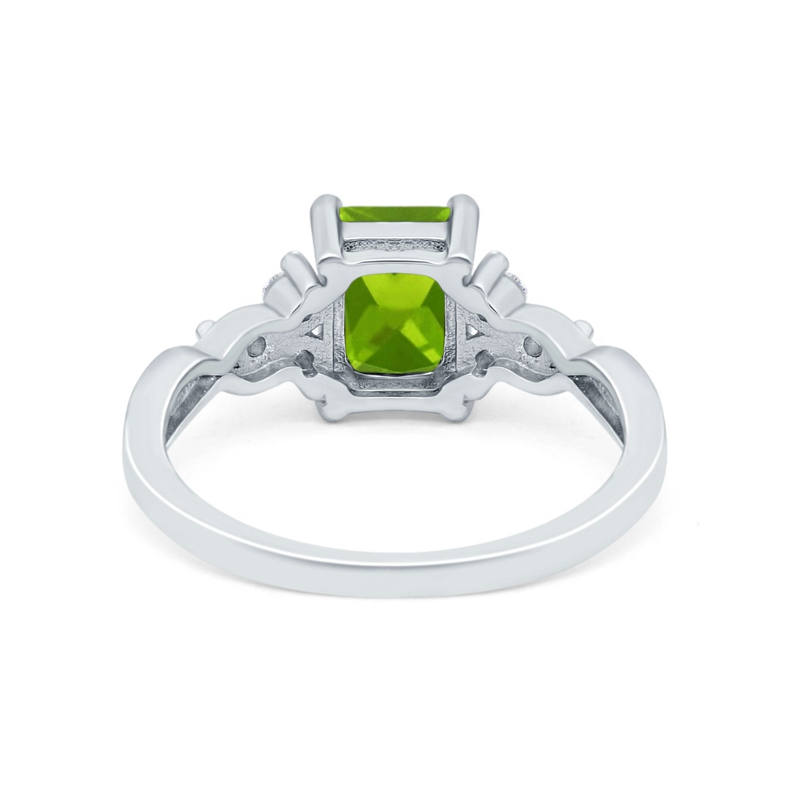 Emerald Cut Wedding Bridal Ring Simulated Cubic Zirconia 925 Sterling Silver