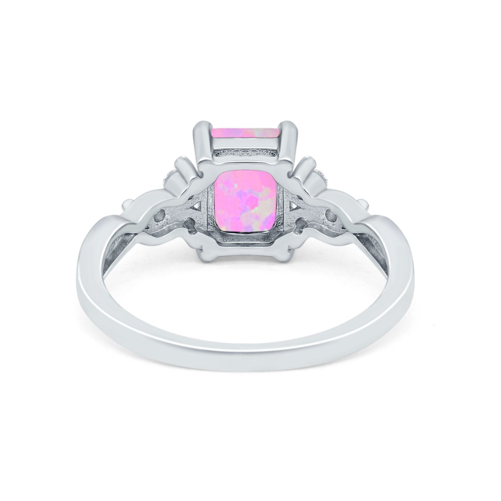 Emerald Cut Wedding Bridal Ring Simulated Cubic Zirconia 925 Sterling Silver