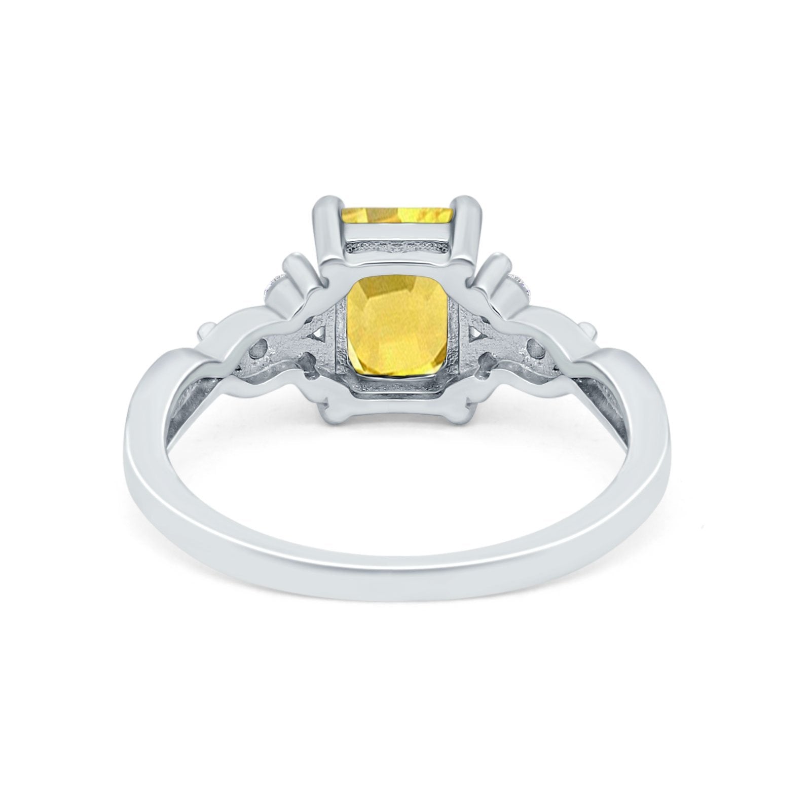 Emerald Cut Wedding Bridal Ring Simulated Cubic Zirconia 925 Sterling Silver