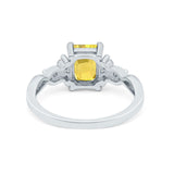 Emerald Cut Wedding Bridal Ring Simulated Cubic Zirconia 925 Sterling Silver