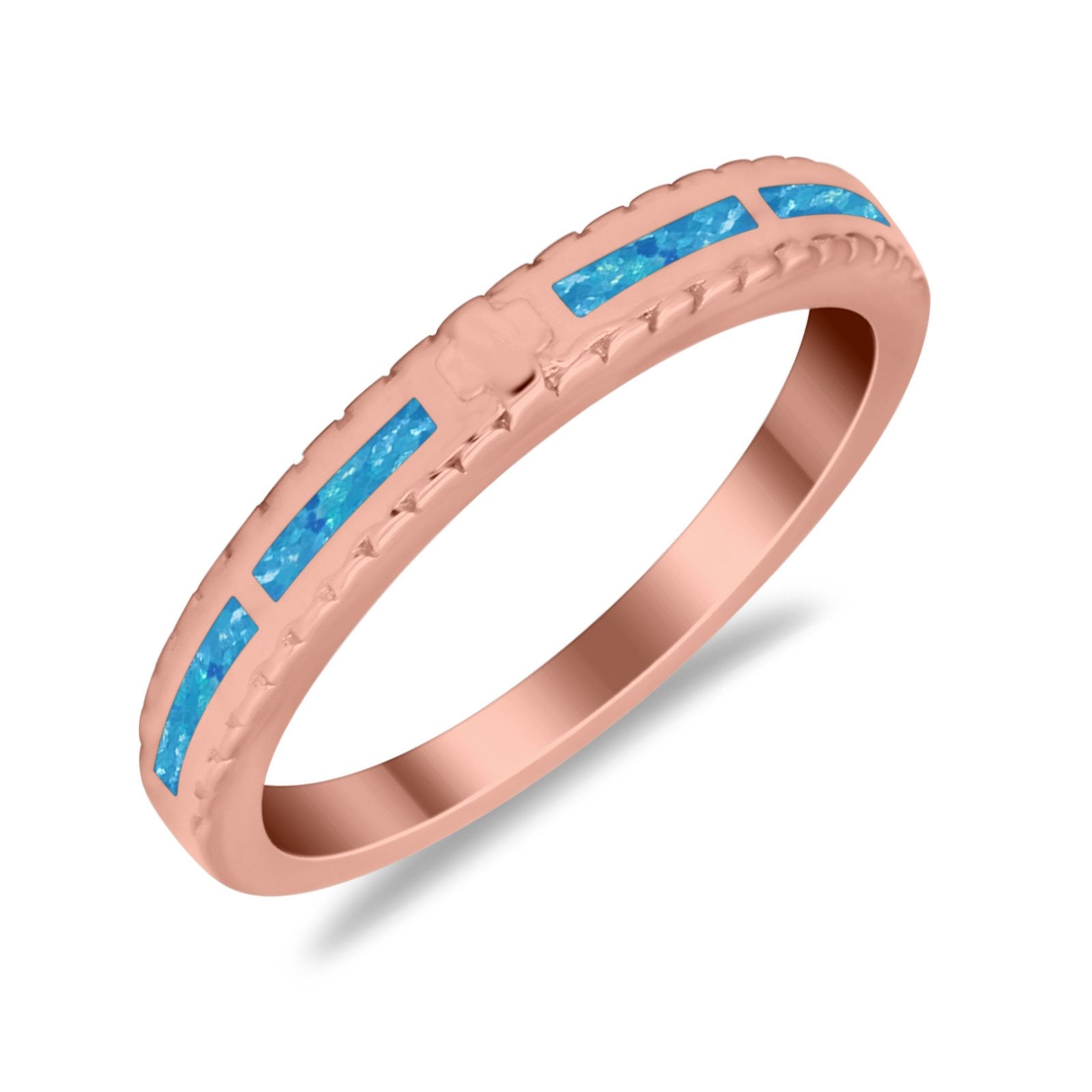 Wedding Rings Eternity Style Band Simulated Opal Round 925 Sterling Silver