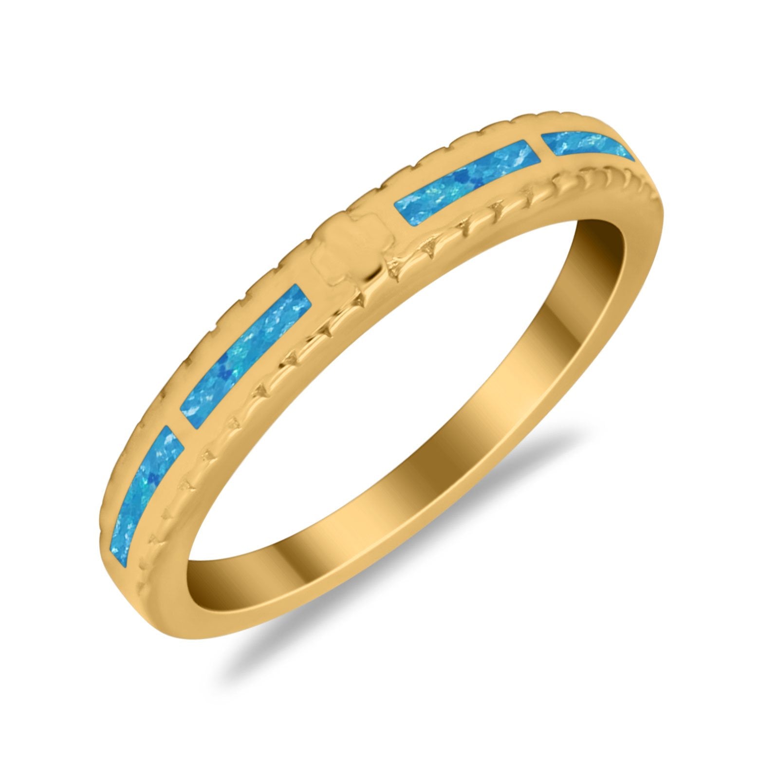 Wedding Rings Eternity Style Band Simulated Opal Round 925 Sterling Silver